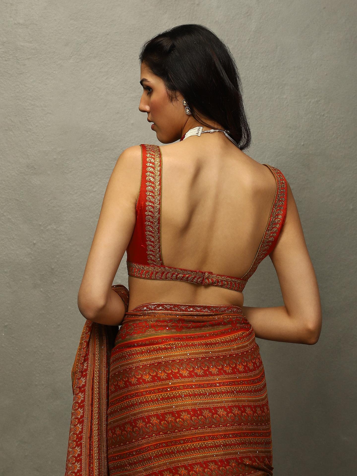 Red & Beige Vasu Saree — image 7