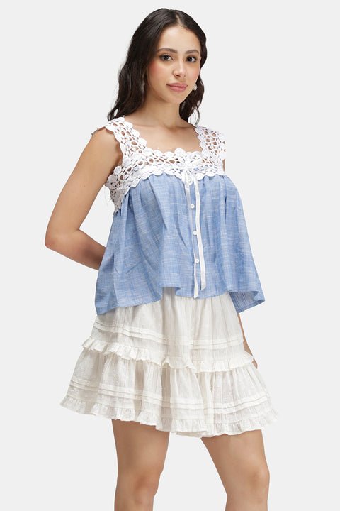 Imani 100% Cotton Lace Neck Baby Doll Top — image 5