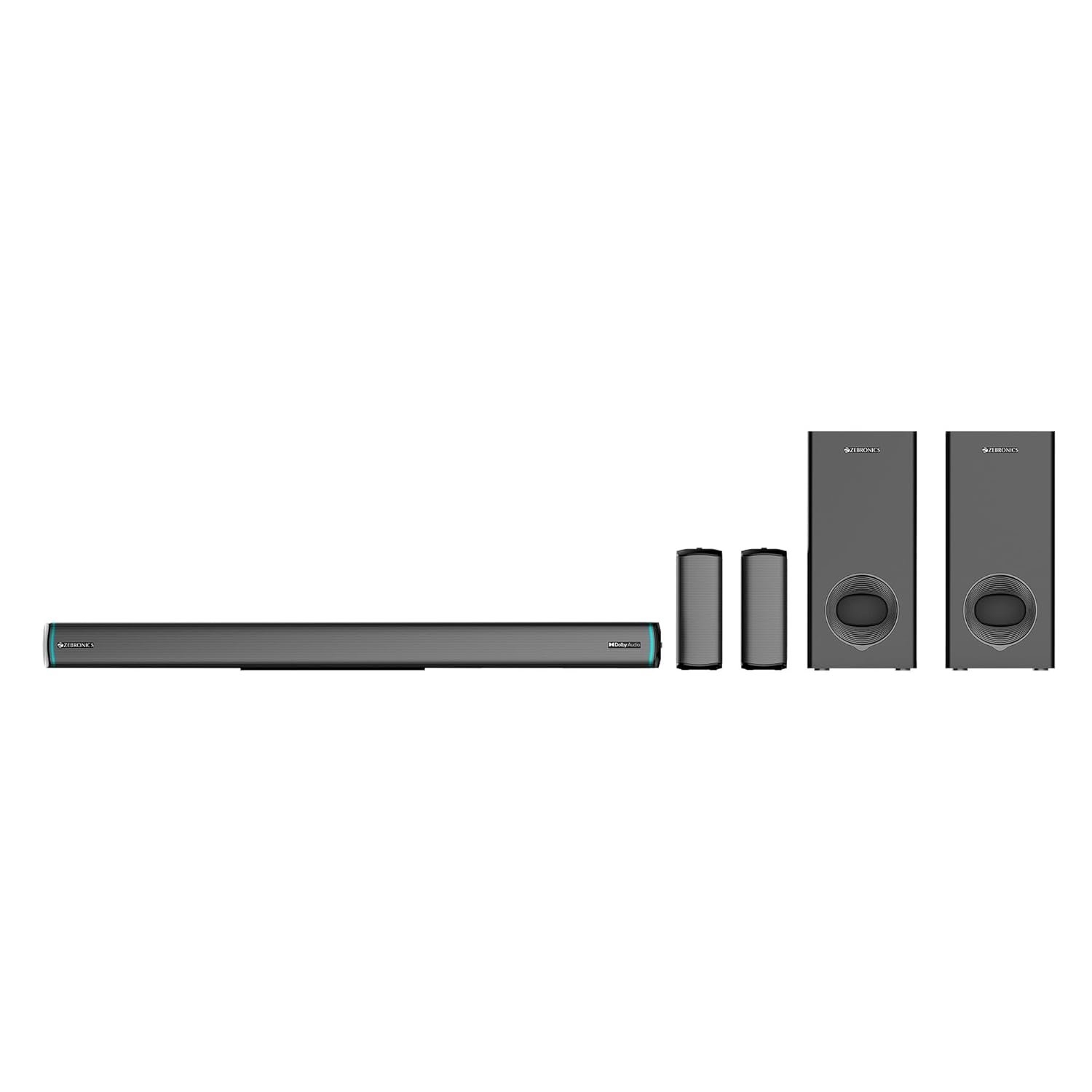 ZEBRONICS Juke bar 9550 pro 5.2 Soundbar (625 Watts), Dolby Audio, Dual Wireless Subwoofer & Satellite, BT v5.3, HDMI ARC, Optical, Powerful Bass, RGB LED Lights, Wall Mountable — image 4