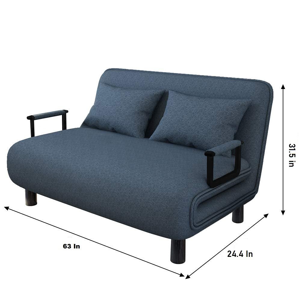 Royal Interiors 3 Seater Foldable Sofa with Cushion and Armrests | Compact Sleeper Couch for Small Spaces | Sleeper Sofa for Living Room, Bedroom | Convertible Tri-Fold Sofa Cum Bed (Blue) — image 6