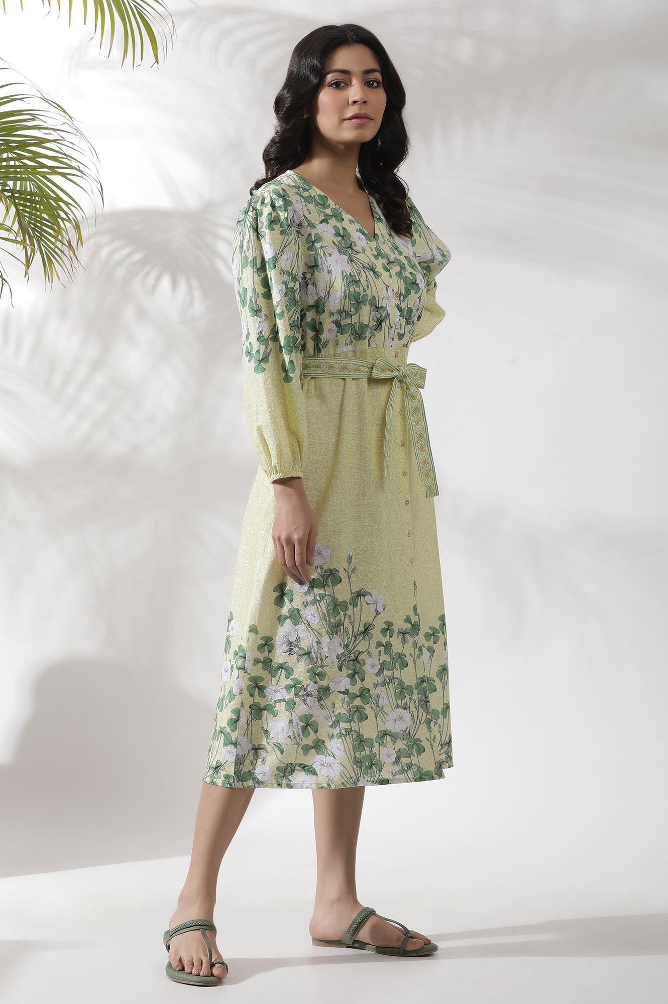 Yellow Floral Printed Shirt Dress — image 8