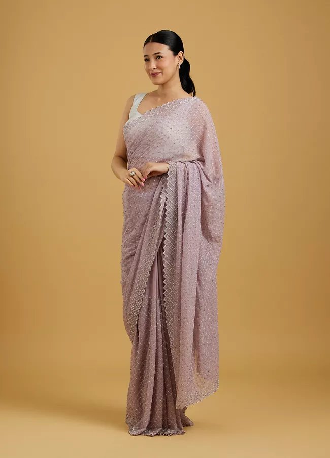 Dazzling Purple Georgette Saree — image 1