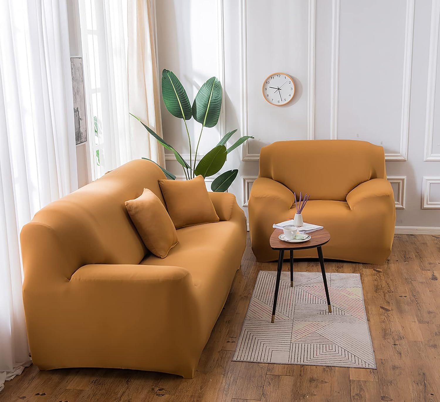 House of Quirk Polyester Universal Big Elasticity Cover for Couch Flexible Stretch Sofa Slipcover (Tan, Single Seater, 90-145cm) — image 3