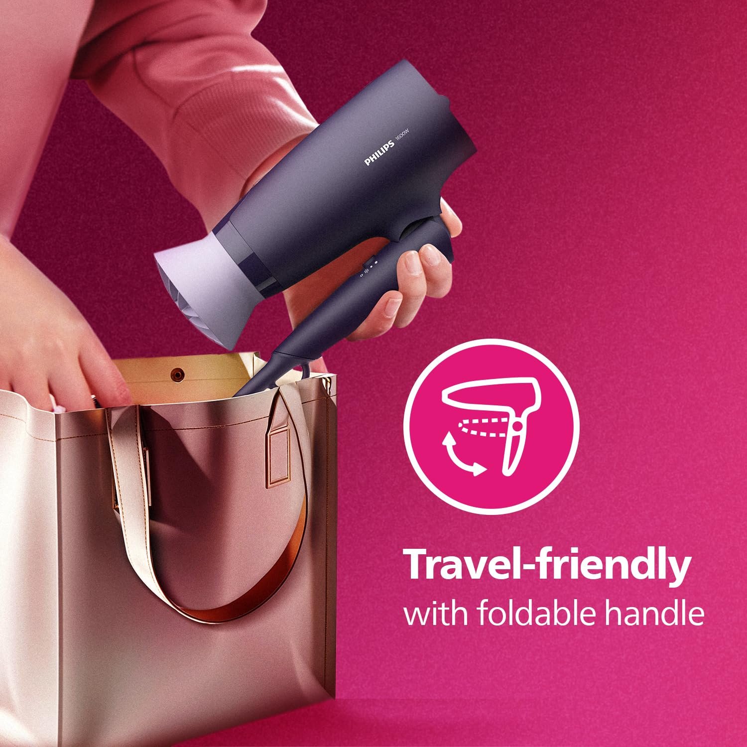 Philips Hair Dryer Powerful Drying with Less HeatIIonic Care for Smooth & Shiny HairI 3 Styling Options for Salon like BlowdryI 1600 WattsI Cool ShotI Men & WomenI 2 Year WarrantyI BHD318/00, Purple — image 2