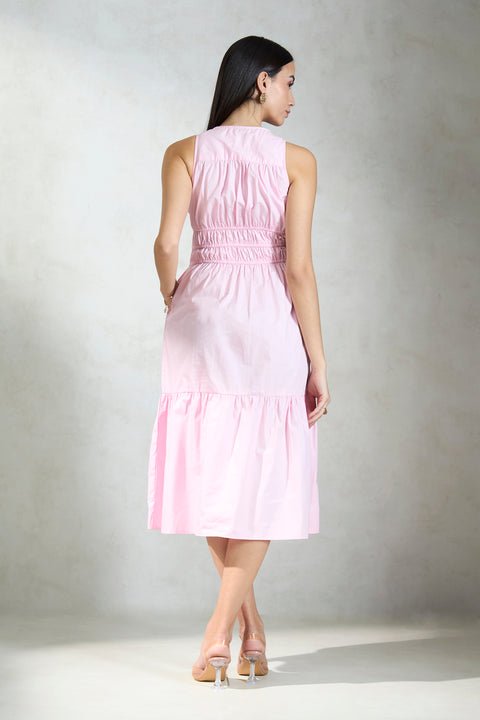 Evelina 100% Cotton Tiered Pink Dress — image 4