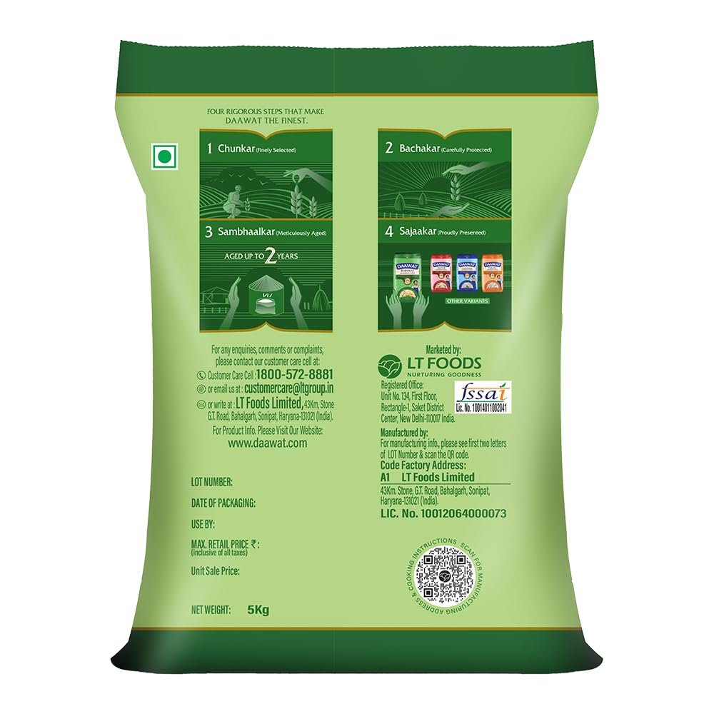 5 Kg Daawat Biryani Basmati Rice | World s Longest Rice Grain expands 24mm* | Tasty, Non-sticky & Rich Aroma |Naturally Aged — image 5