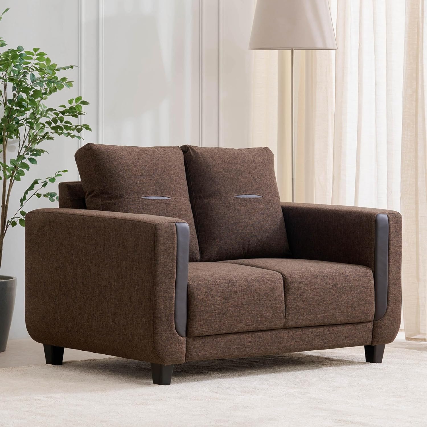 Home Centre 2 Seater Berry Fabric Sofa|Fabric Sofa for Living Room|(Brown)|2 Year Warranty — image 2