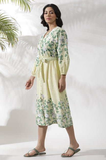 Yellow Floral Printed Shirt Dress — image 5