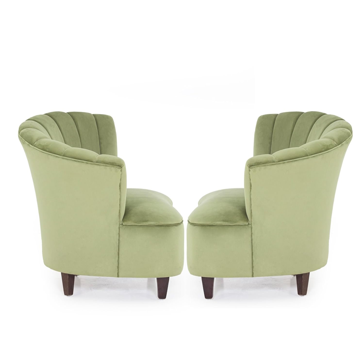 Peachtree Butterfly 1 Seater Chair for Living Room, Mango Wooden Frame & Sheesham Wood Leg | Velvet Fabric Chair for Dining Room | Single Seater Chair | No Armstyle |1 Year Warrranty (Set of 2, Green) — image 5