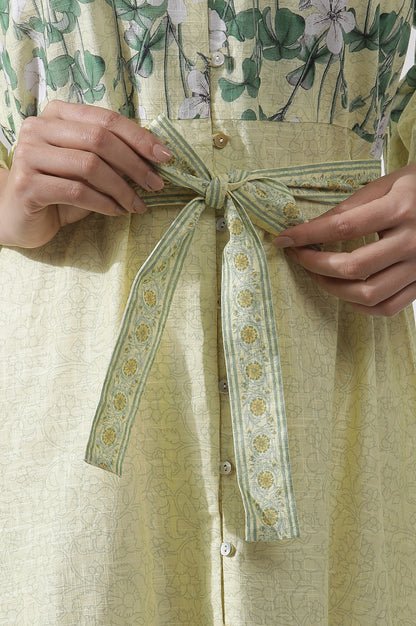Yellow Floral Printed Shirt Dress — image 2