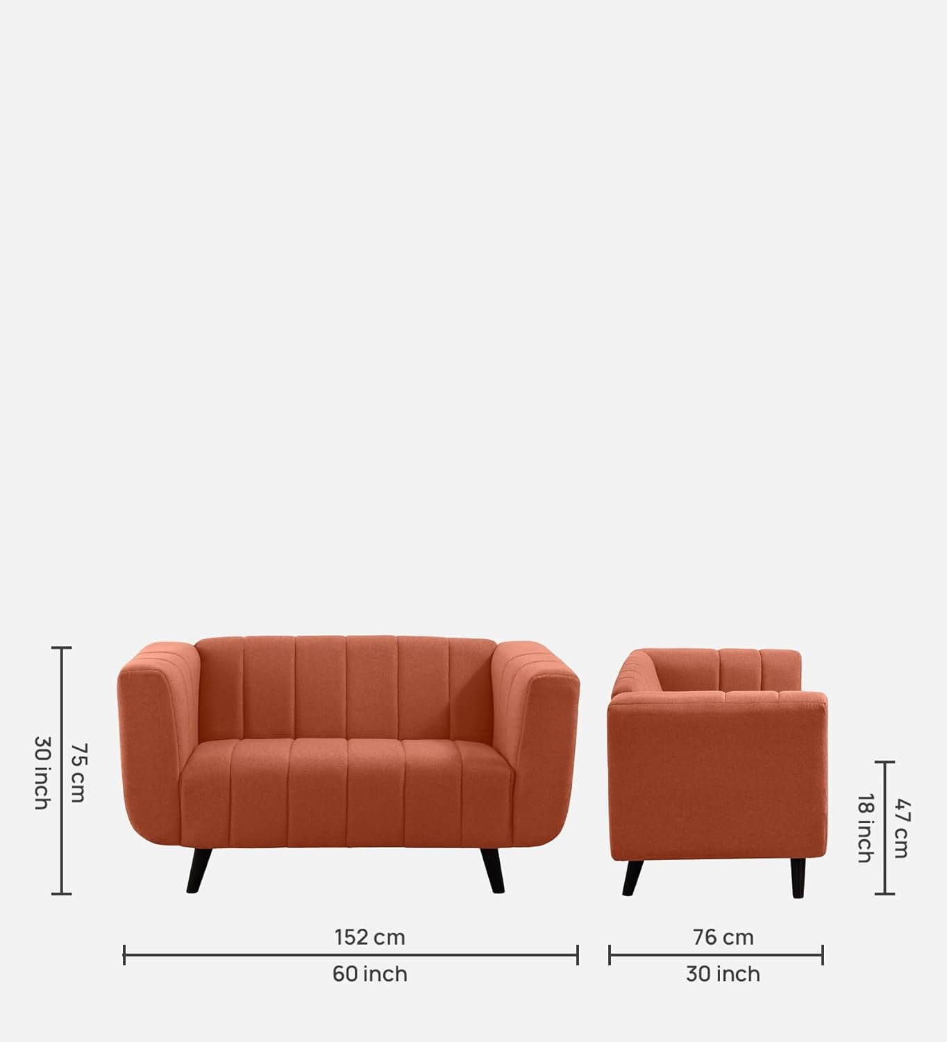 Sleepyhead Kiki - 2 Seater Sofa (Fabric, Lava Orange) 2 Person Sofa — image 3