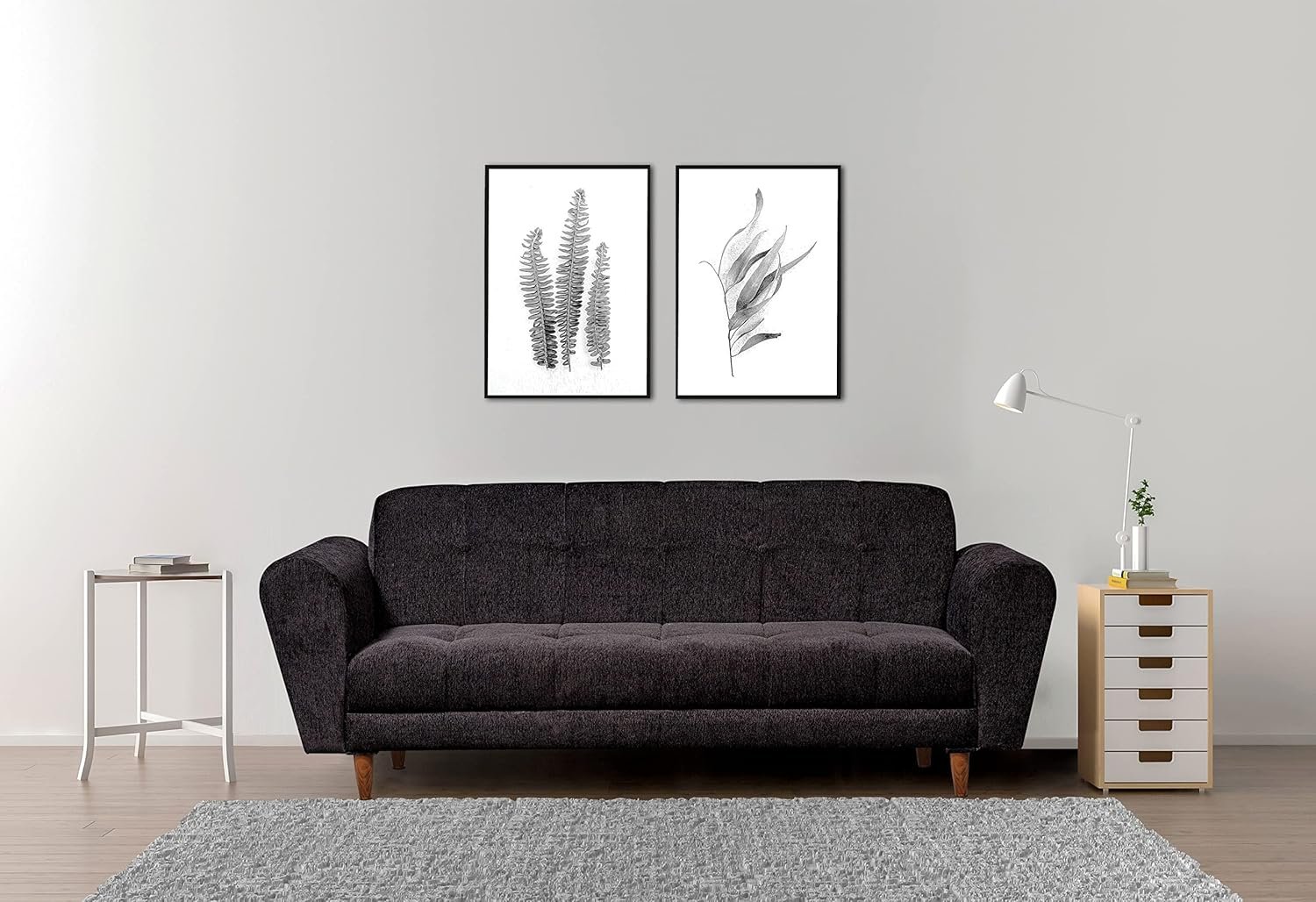 Milan 3 Seater Sofa | Luxury Comfort & Extra Spacious | Sofa | Sofa Set | Wooden Sofa Set for Living Room | Sofa for Living Room & Office (Chenille Molfino - Black) — image 5