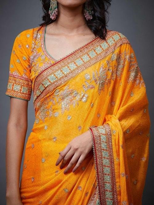 Mango & Multi Waterfall Saree — image 3