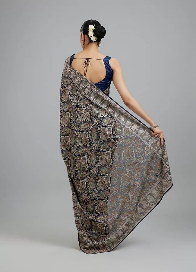Indigo Blue Georgette Festive Saree — image 3
