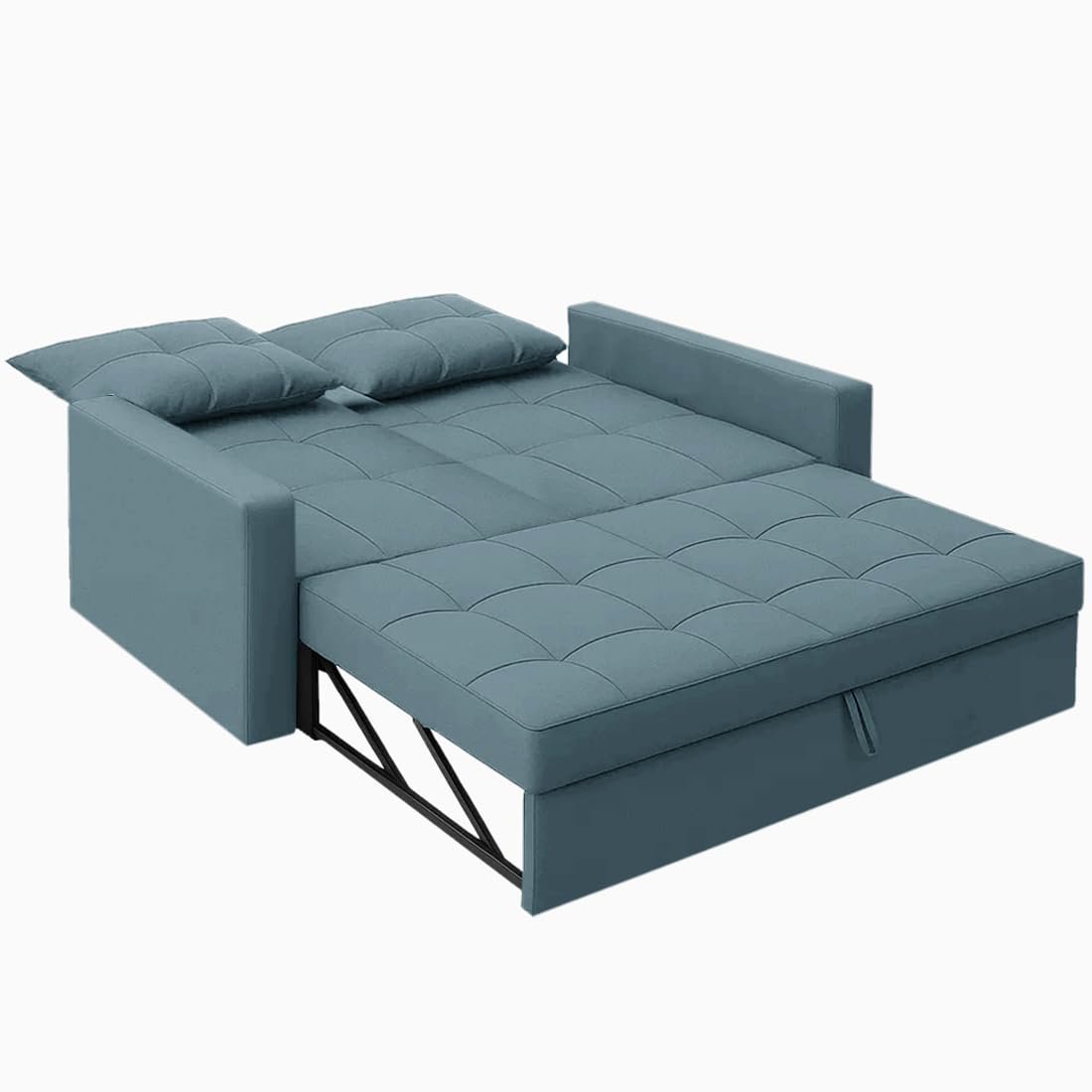 FURNY Tressa 2 Seater Pull-Out Premium Fabric Sofa Cum Bed Sofa Set for Living Room (Sky Blue Fabric) — image 5