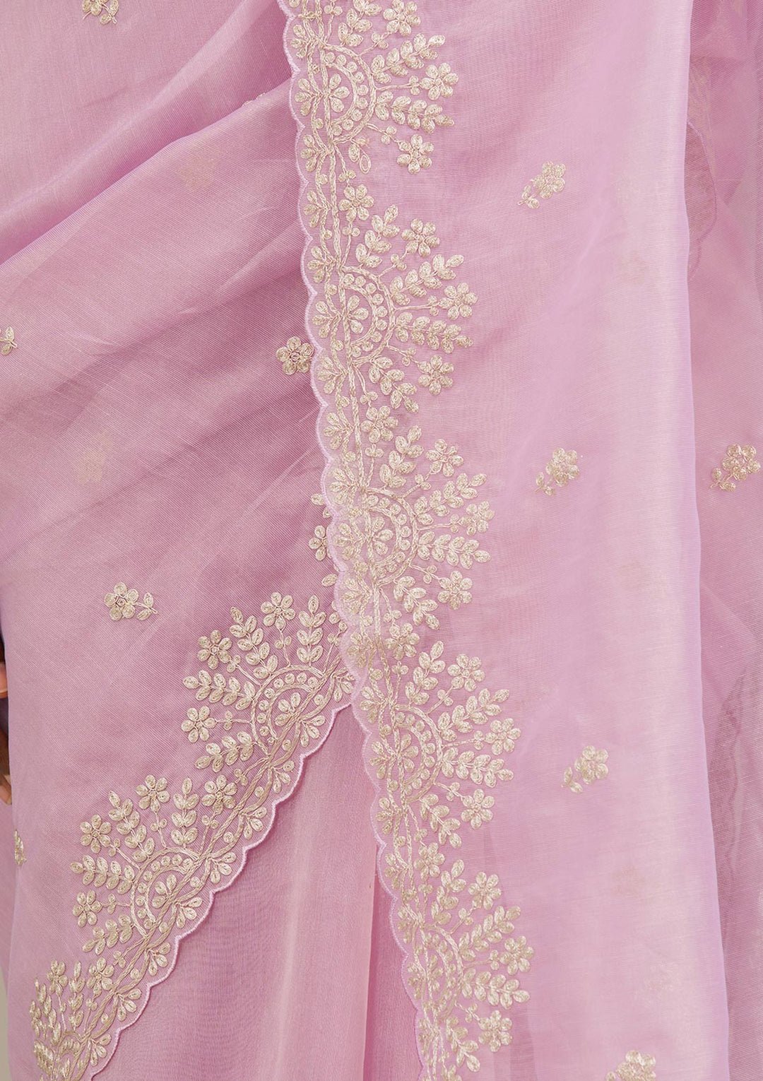 Lavender Threadwork Tissue Saree — image 2